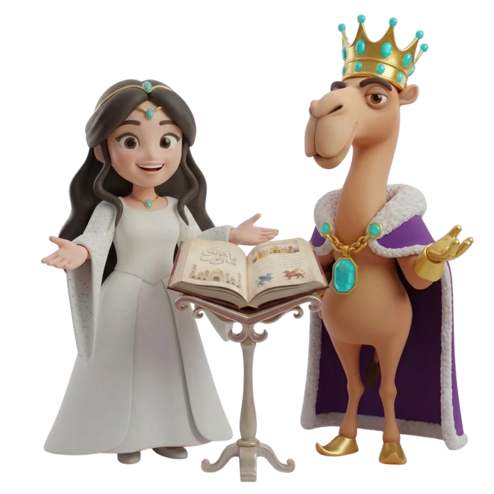 Abu Sanam the Camel King and Shehrazad the storyteller